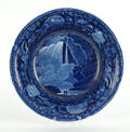 Historical blue Staffordshire soup bowl 19th c