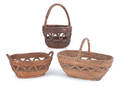 Three Pennsylvania rye straw baskets 19th c