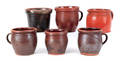 Six Pennsylvania redware crocks 19th c