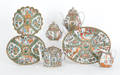 Seven pieces of rose medallion porcelain 19th c