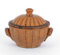Pennsylvania redware sugar bowl and cover ca 1820
