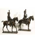A PAIR OF BRONZES OF HUSSARS ON HORSEBACK BY PIERRE TOURGUENEFF RUSSIAN 18541912 each bronze with medium brown patina