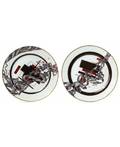 A PAIR OF PORCELAIN PLATES BY YURIY PETROCHENKOV RUSSIAN B 1942