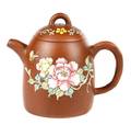 Chinese Yixing Zisha Teapot w Enamel Floral Motif