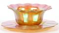KEW BLAS GOLD IRIDESCENT GLASS FINGER BOWL  STAND