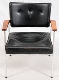 KNOLL CHROME  LEATHER ARMCHAIR
