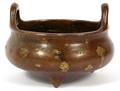 CHINESE BRONZE AND GOLD FOOTED BOWL