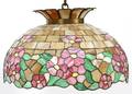 BRADLEY  HUBBARD LEADED GLASS HANGING LAMP