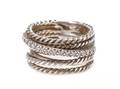 David Yurman Sterling  Diamond Cable Motif Ring