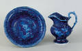 Historical blue Staffordshire pitcher and basin 19th c