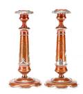 Pair of American Copper  Sterling Candlesticks