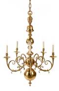 Continental Brass FiveArm Chandelier 19th C