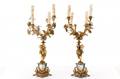 Pair Sevres Style Gilt Bronze  Porcelain Lamps