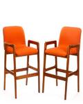 Pair Mid Century Danish Sculpted Teak Barstools