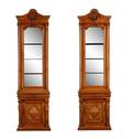 Pair Renaissance Revival Oak Display Cabinets