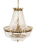 Large Gilt Metal and Crystal Basket Chandelier