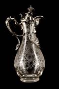 Scarce Schrmann 800 Silver Etched Glass Claret