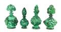 4 Molded Malachite Glass Perfume Bottles 1930s