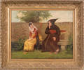 Continental oil on canvas courtyard scene