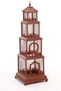 Chinoiserie Red Lacquered Pagoda Form Bird House