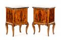 Pair Directoire Style Marble Top Bedside Commodes