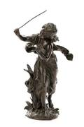 Little Girl Fishing Bronze 20th Century
