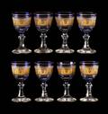 Set of 8 Val St Lambert Beaudoin Blue Cordials
