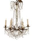 Neoclassical Gilt Metal  Glass Chandelier