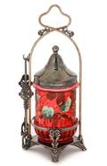 Aurora Silver  Cranberry Glass Pickle Castor