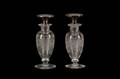 Pair of Hawkes Cut Glass Perfumes wSterling Lids