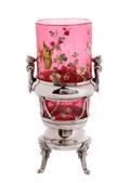 Victorian Silver  Cranberry Glass Celery Vase