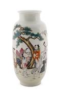 Chinese Porcelain Vase with Courtly Women  Cranes