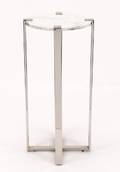 Modern Polished Chrome  White Marble Pedestal
