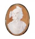 Antique Cameo Brooch Woman with Grapes