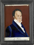 Reverse painted portrait of Daniel Webster ca 1835