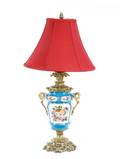 Old Paris Porcelain Floral  Figural Lamp