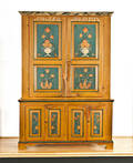 Continental painted stepback cupboard