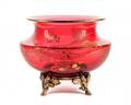 Baccarat Cranberry Glass  Bronze Punch Bowl
