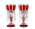 Pair of Moser Ruby Glass  Gilt Lusters