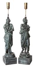 Two Painted Metal Figural Lamps