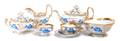 A Continental Parcel Gilt Porcelain Tea Service