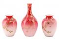 Set of 3 Thomas Webb Peachblow Cased Vases
