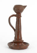Pennsylvania redware fat lamp early 19th c