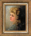 Victorian oil on panel portrait of a woman