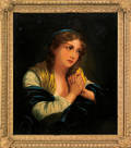 Continental oil on canvas portrait of a woman