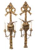 A Pair of Continental Giltwood TwoLight Sconces