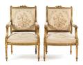 A Pair of Louis XVI Style Giltwood Fauteuils