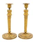 A Pair of Empire Gilt Bronze Candlesticks
