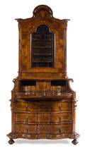 A Baroque Burl Walnut Secretary Bookcase