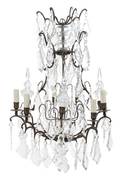 A French Brass and Glass EightLight Chandelier